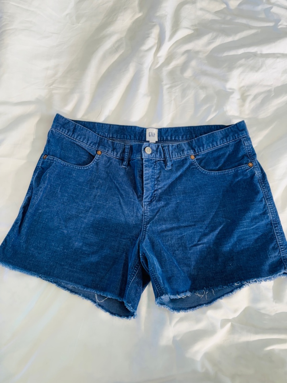 Gap Shorts Women's Size 16 Blue Corduroy Raw Hem Cut Offs 90s Boho